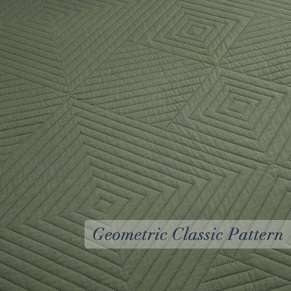 SunStyle Home Quilt Set 3 Pieces Queen Quilt Set Olive Green Soft Microfiber - Picture 11 of 11